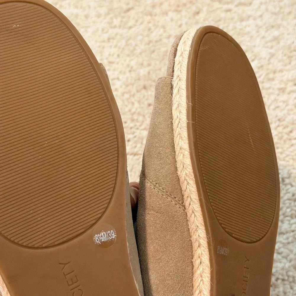 Sole Society Dolven Taupe Suede‎ Espadrille Slingback Sandals Womens 8.5